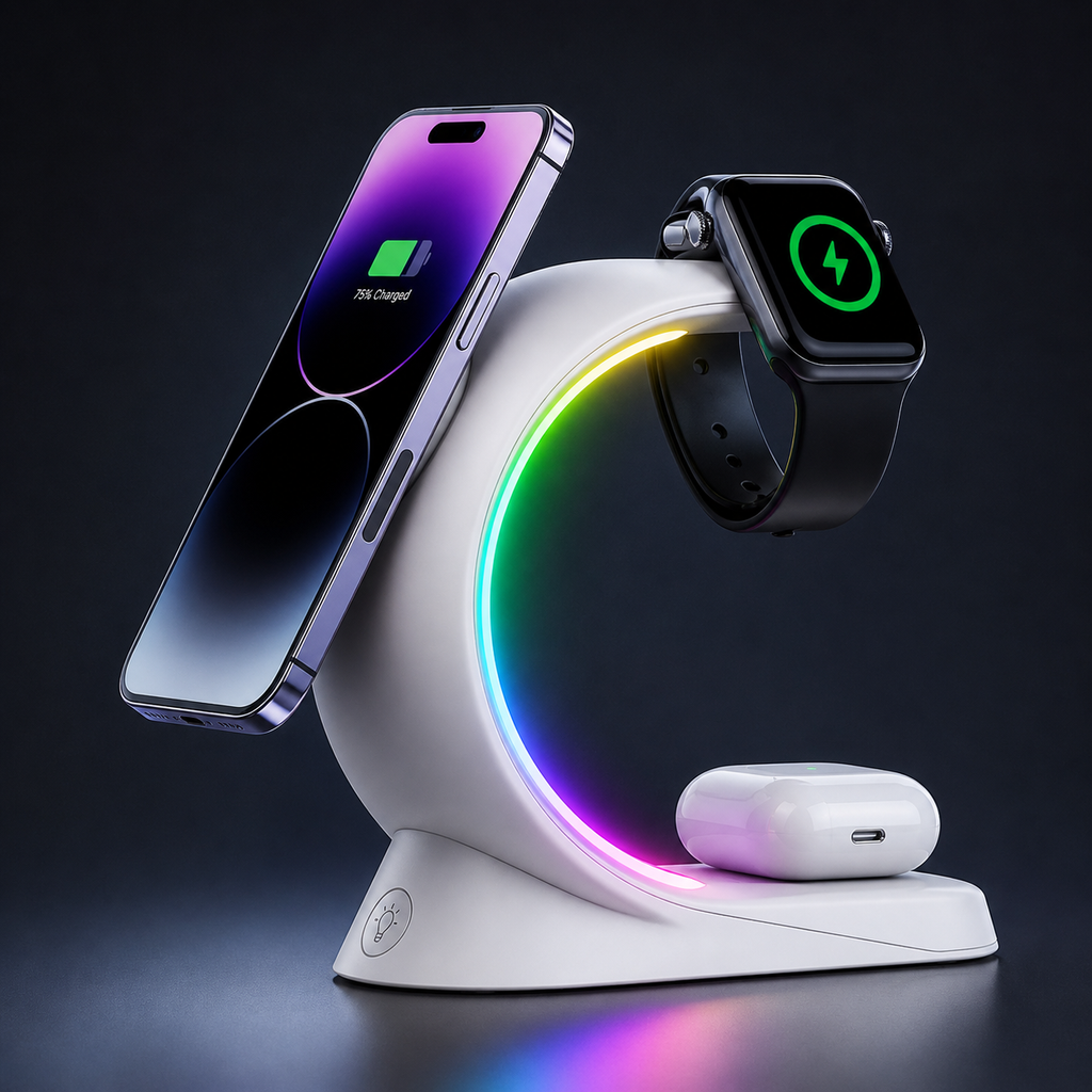 4-in-1 Magnetic Wireless Charging Station (Fast + RGB Light)